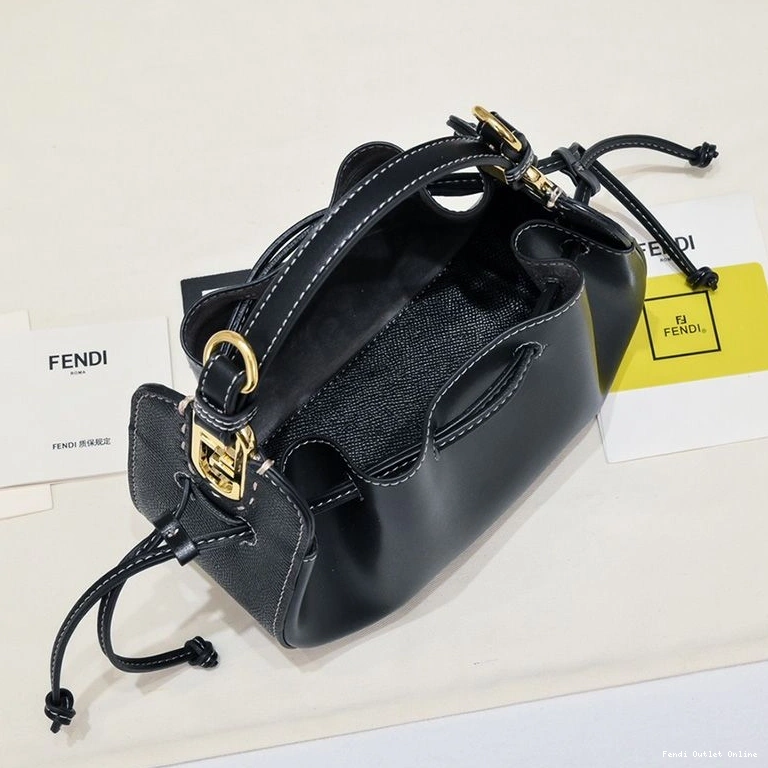 Cheap Bucket Bag Mini In Black Leather Pomodorino Fendi Calf 0714